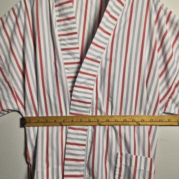 Christian Dior Mens Old Money Cotton Blend Red White & Blue Striped Robe OS - Picture 4 of 6